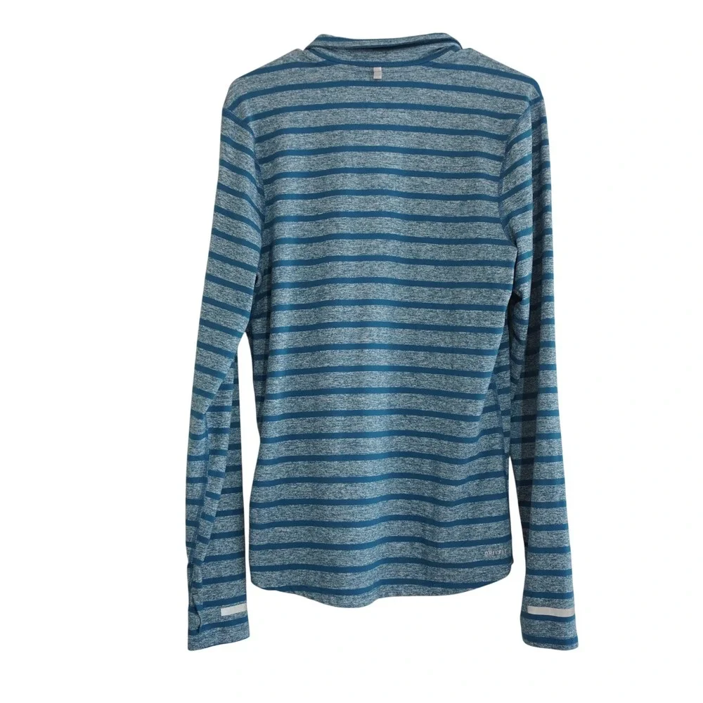 Nike‎ Running Mens Size Small Dri-FIT Blue Striped Quarter Zip Pullover